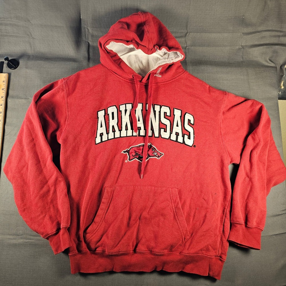 Stadium Athletics Arkansas Razorbacks Hoodie Red Mens Medium Distressed NCAA - Picture 1 of 9